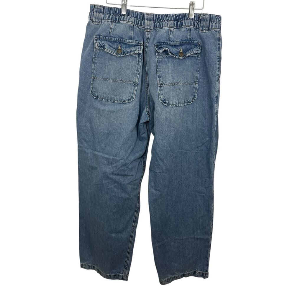 We The Free People Pull On Low Sling Oversized Blue Jeans Large Wide Leg Maeve - Picture 3 of 8
